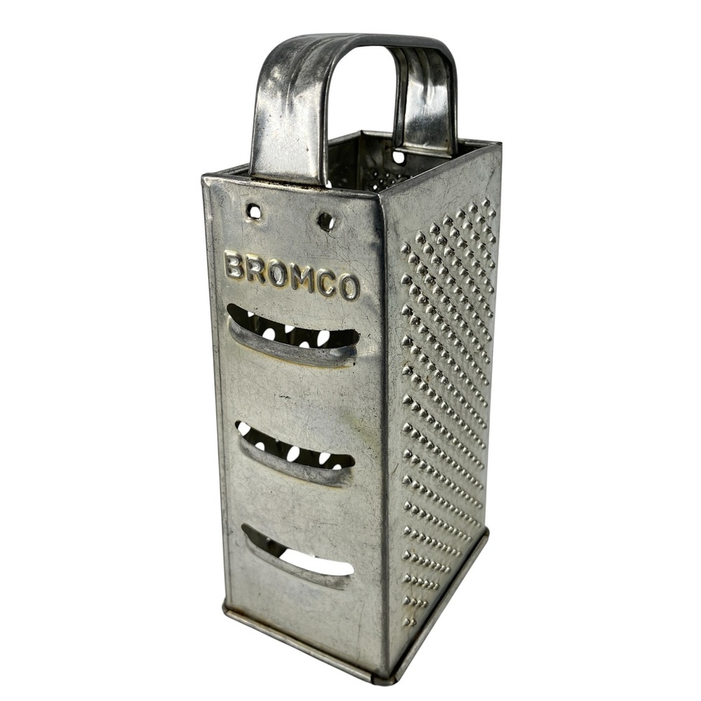 Vintage Bromco 4-Sided Metal Box Grater - Rustic Farmhouse Kitchen Decor